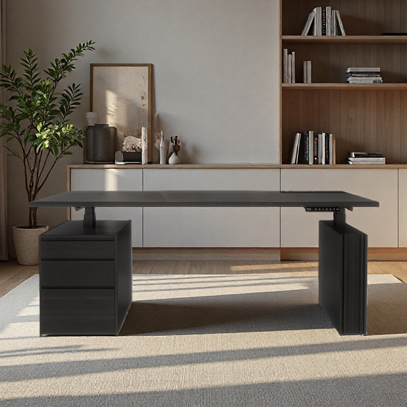 Bureau à hauteur réglable pour le bureau à domicile, H 53,94 po x l 78,74 po x P 31,5 po, Noir