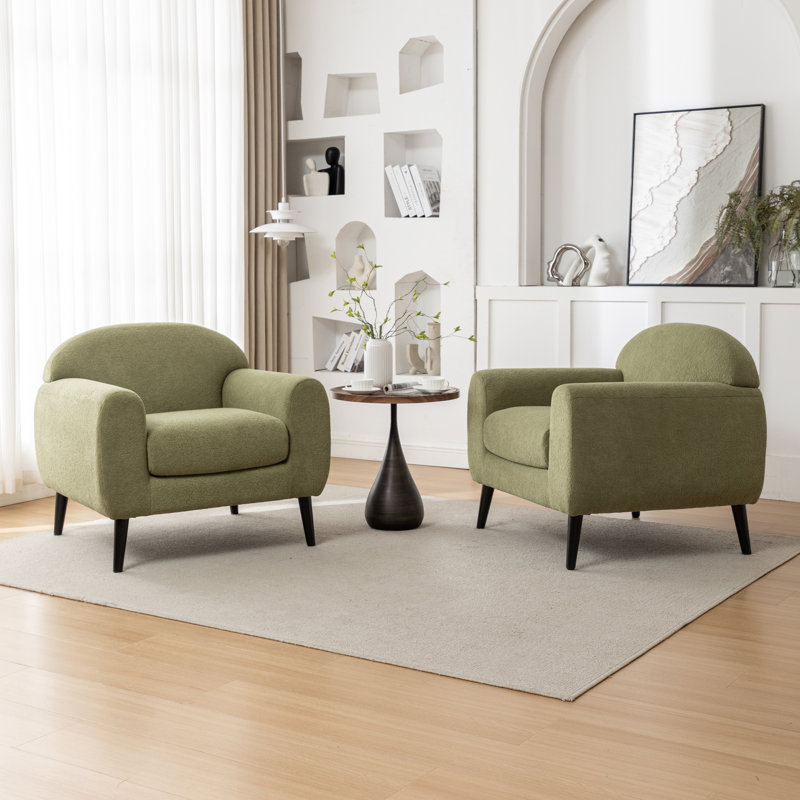 Deivi Upholstered Accent Chair with Round Arm, Green Polyester