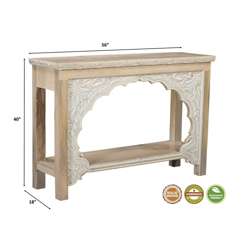 Berlene 56'' Solid Wood Console Table, Beige/White