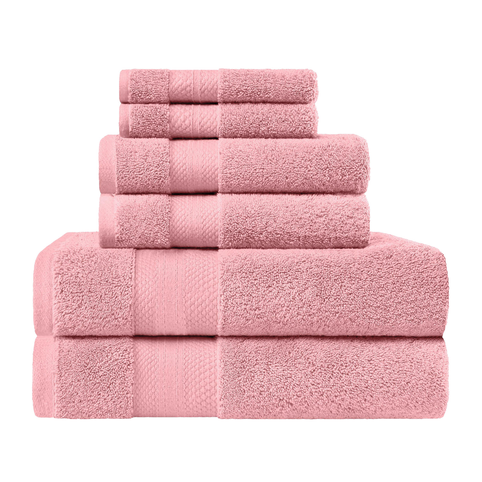 Finnian Ultra-Plush Heavyweight, 100% Turkish Towel Collection, Coral Pink, 6 Piece Towel Set