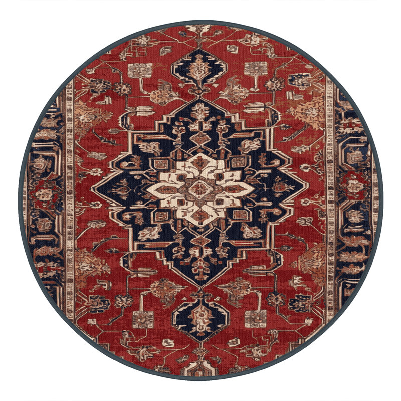 Machine Washable Persian Brown Area Rug, Round 4'