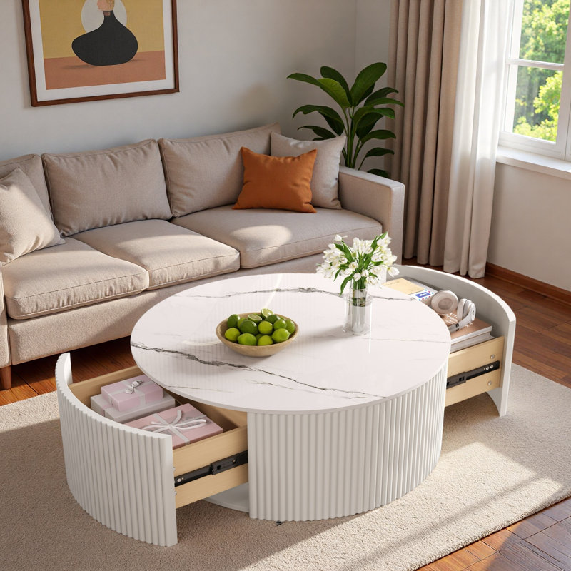 Table basse ronde Modern, Blanc