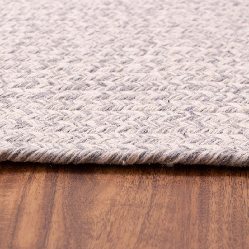 Etherton Farmhouse Handmade Braided Light Gray Reversible Area Rug, Rectangle 3' x 5'