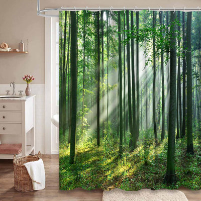 Rideau de douche à 12 crochets Morning Forest Dawn