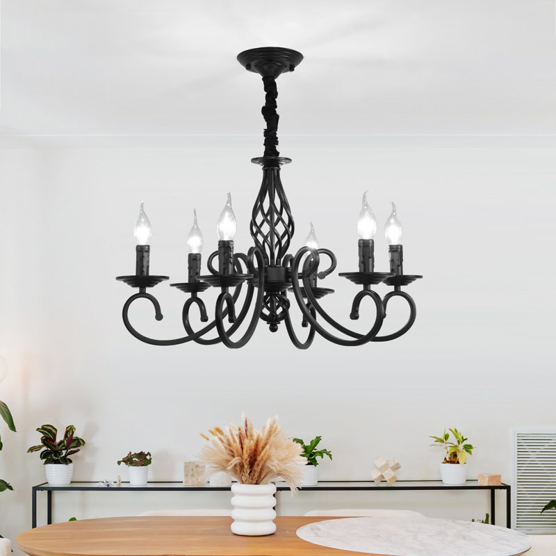 Pelchat 6 - Light Candle Style Chandelier, Black