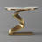 Modern 39.4" White & Gold Curved Console Table with Sintered Stone Top Half Moon Shape