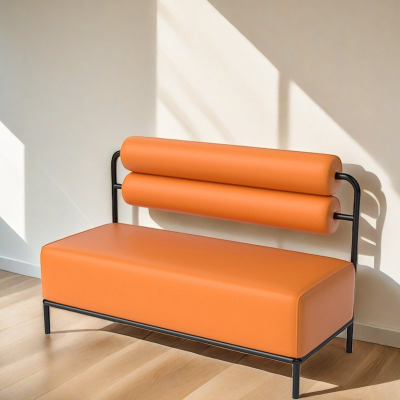 Ensemble de 2 bancs de rangement rembourrés orange