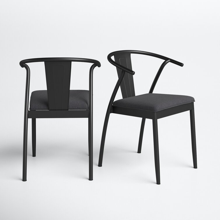 Ophelia & Co. Walliston Linen King Louis Back Side Chair in Black