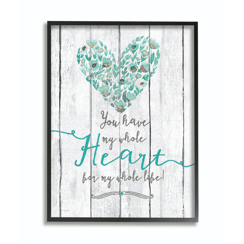 «My Whole Heart» - impression d'art graphique, Giclée encadrée noir minuit, H 11 po x l 14 po