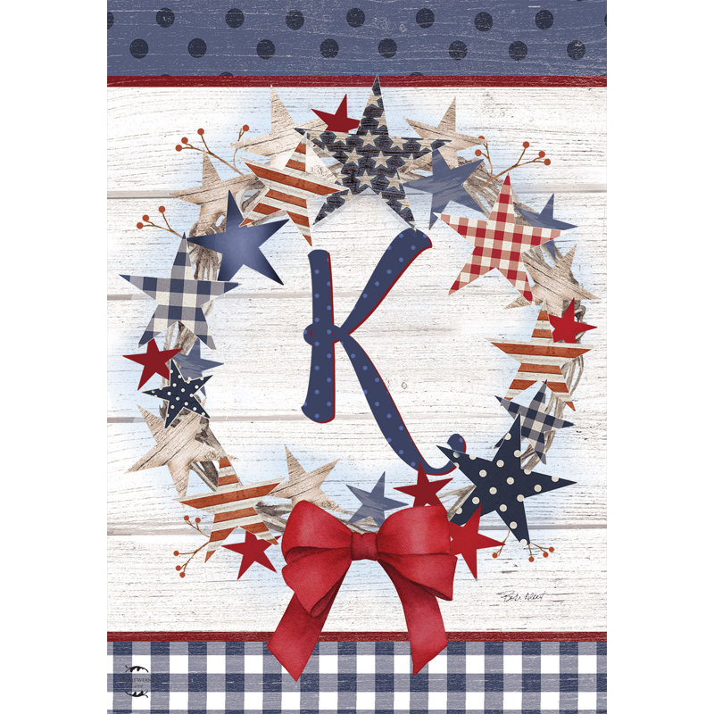 Drapeau de jardin American Wreath Monogram K