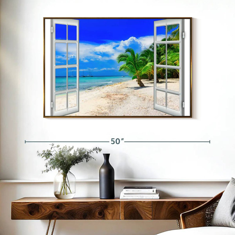 Fenêtre sur Malwae, Cadre flottant doré, 40 po x 27 po