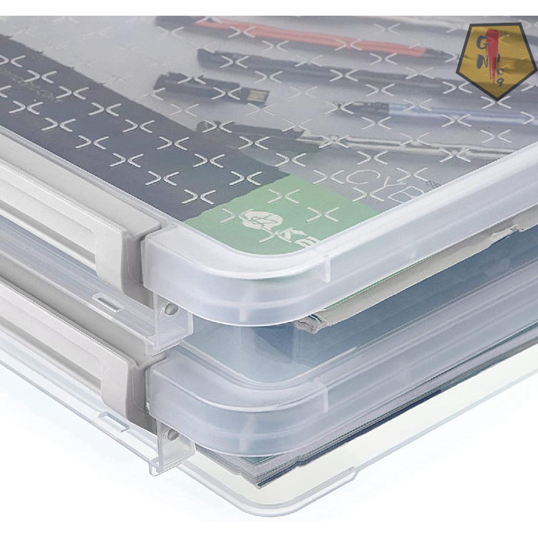 GN109 2 Pack A4 Plus Clear Plastic Stackable Storage Box Desk