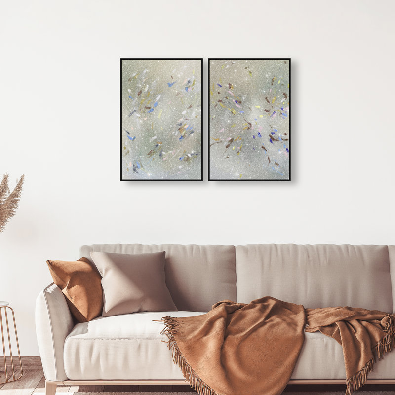 Spontaneous Traces Set Set by Oliver Gal, 32"H x 22"W, Black Floater Frame