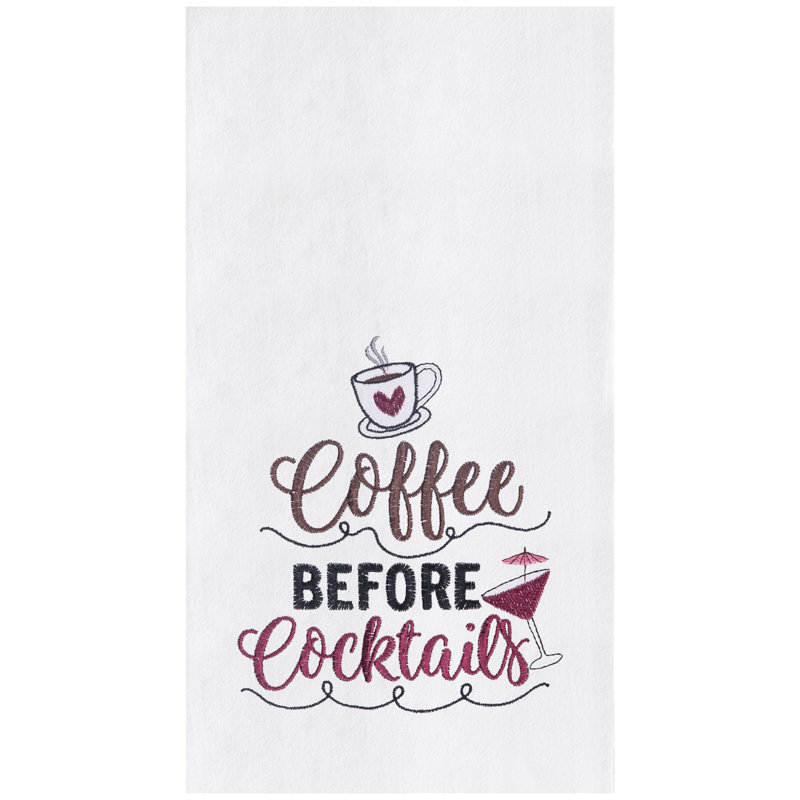 Serviette de cuisine café en coton brodé