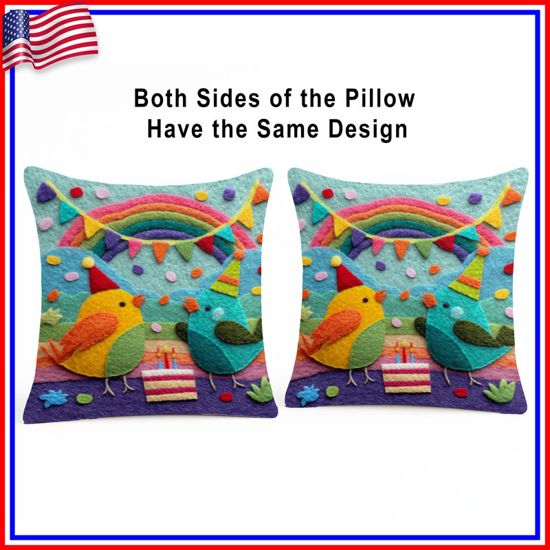 Coussins Felt Birds, 16 po x 16 po
