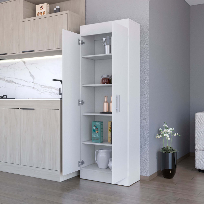 Buffet, armoire de rangement à 5 tablettes, Blanc