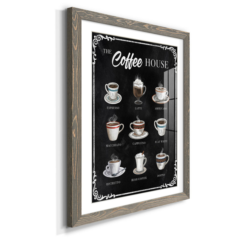 The Coffee House - Reproduction d'art graphique sur papier encadré, H 31,5 po x l 23,5 po x P 1,5 po, gris