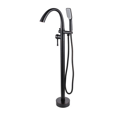 Robinet de baignoire autoportant monocommande à fixation au sol avec douche à main