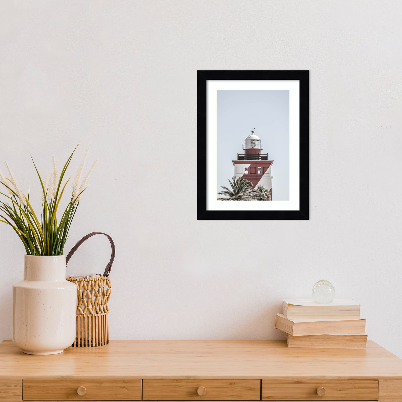 Point Lighthouse by Daisey Wood Framed Wall Art Print, Black , 13" H x 10" W