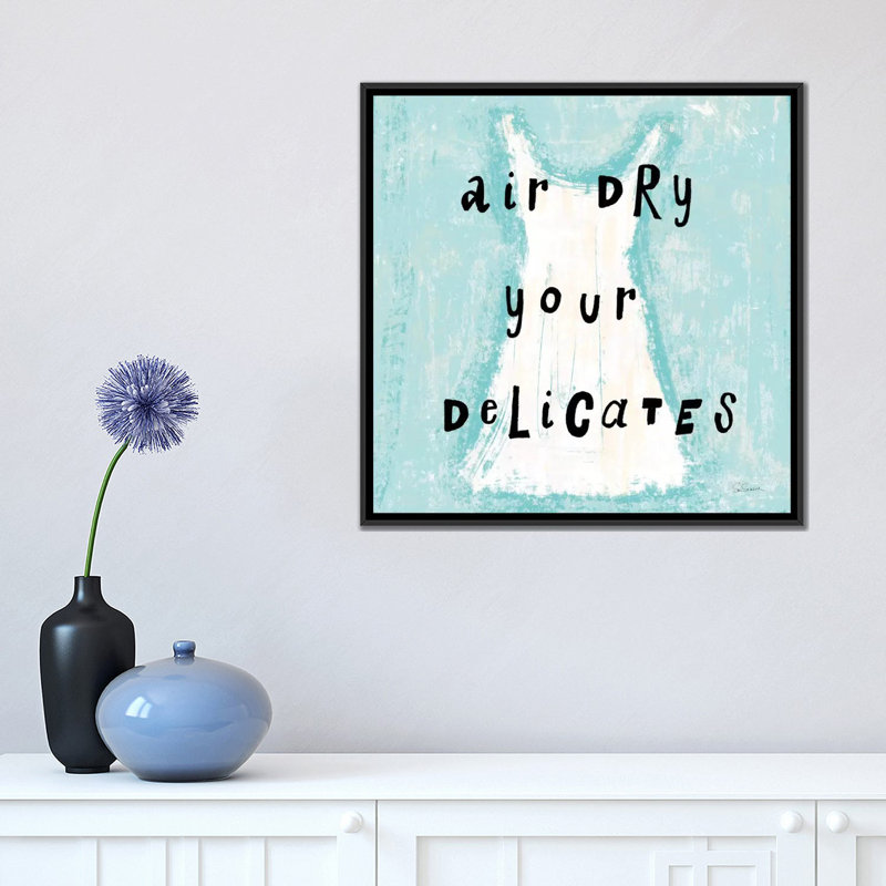 «Laundry Rules VI», art textuel sur toile, H 18 po x l 18 po x P 1,5 po, Toile avec cadre noir, Pas de tapis