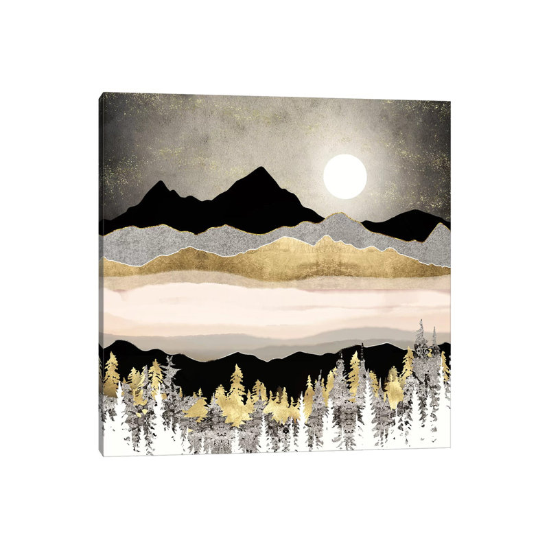 Lune d'hiver - imprimé, Toile tendue, H 18 po x l 18 po x 1,5 po
