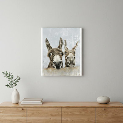 Cute Donkeys Canvas Unframed Print Wall Art