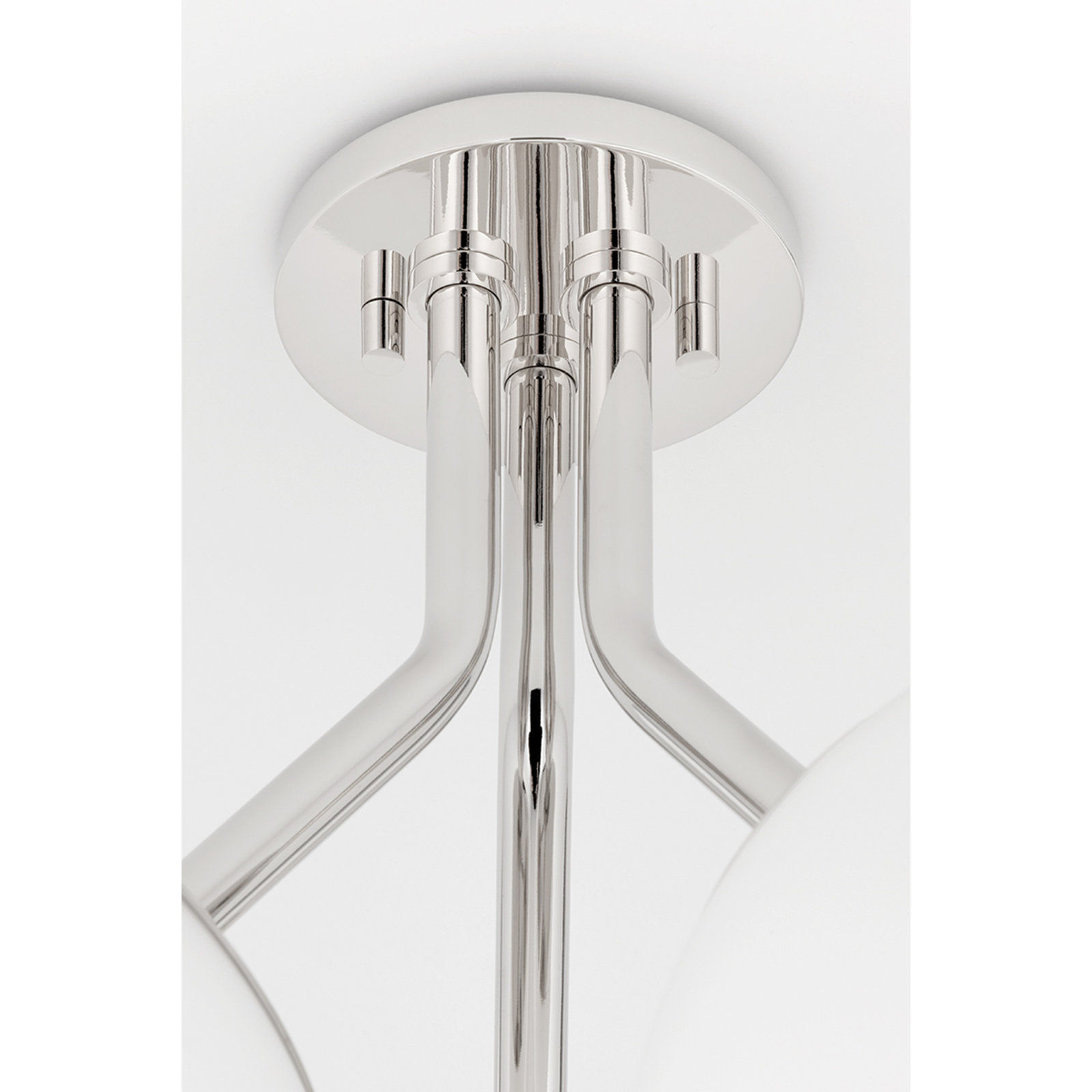 Alex 3 Light Glass Semi Flush Mount, Polished Nickel