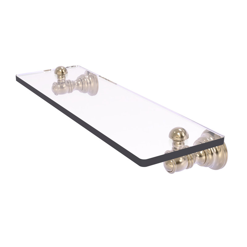 Freyja Glass Accent Shelf with Towel Bar, 2.4" H x 16" W x 5.54" D, Antique Pewter