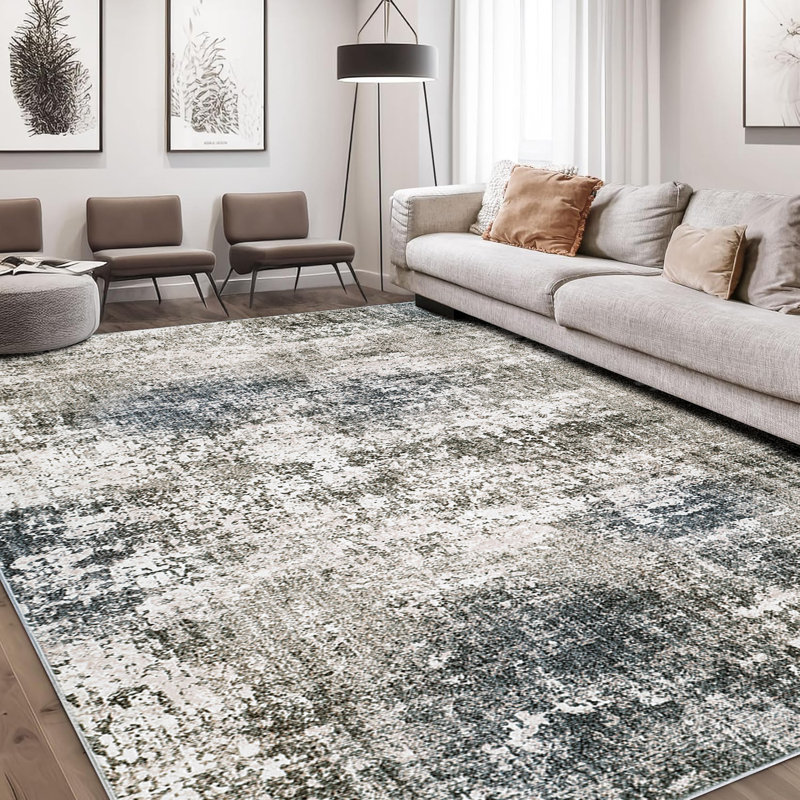 Sarah Machine Washable  Abstract  Area Rug With Non-Slip Backing, Rectangle 5' x 7'