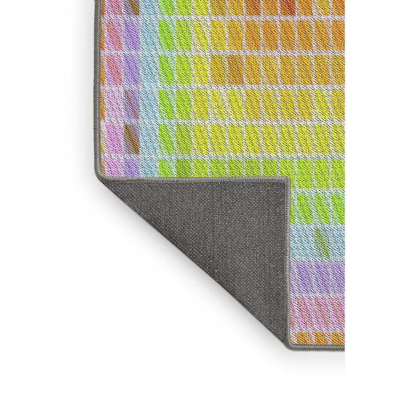 Tapis rose / vert Power Loom, Rectangle 5 pi x 7 pi
