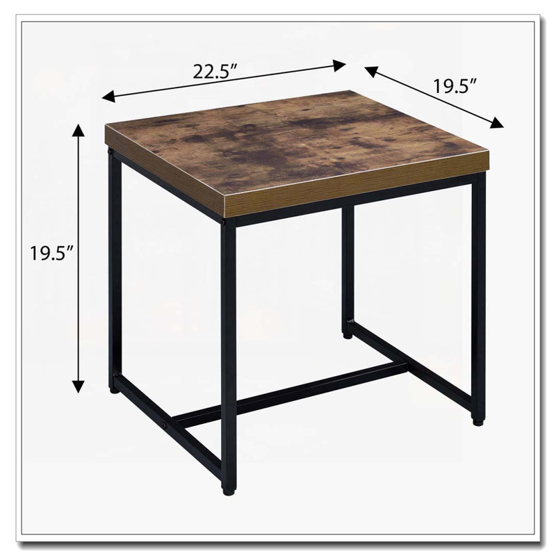 Weathered Oak and Black Rectangular End Table