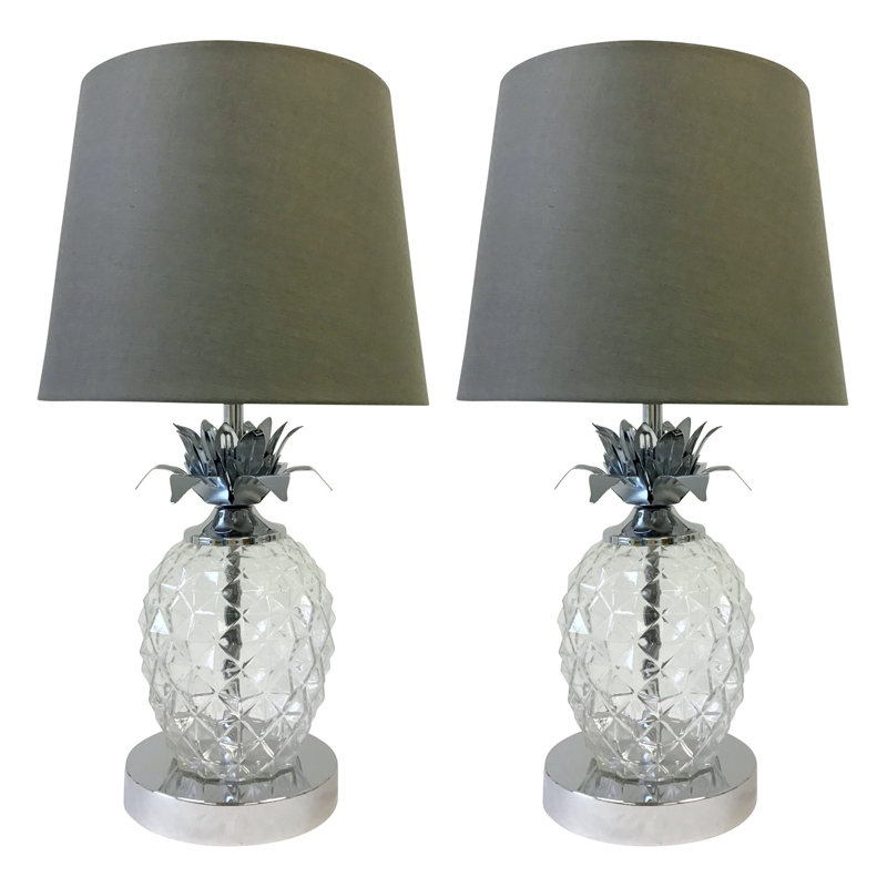 Maisy Metal Table Lamp, Polished Chrome, Grey