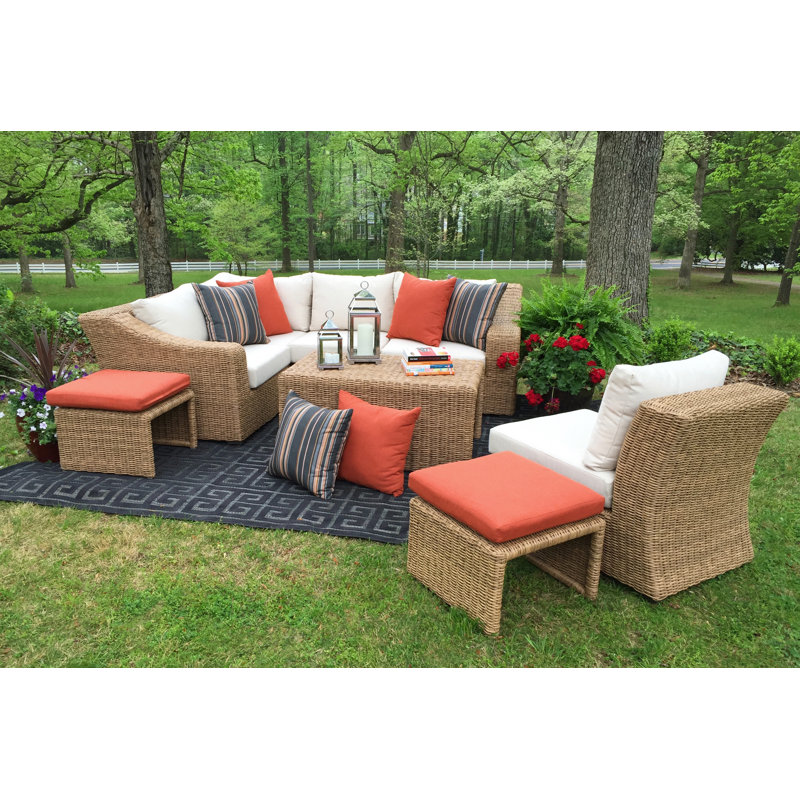 Ensemble de conversation modulaire en rotin 4 pièces Upton