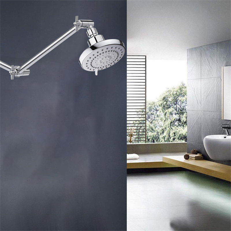 Pomme de douche à haute pression avec bras réglable de 11 pouces - Conception à débit vertical pour une baignoire de style spa
