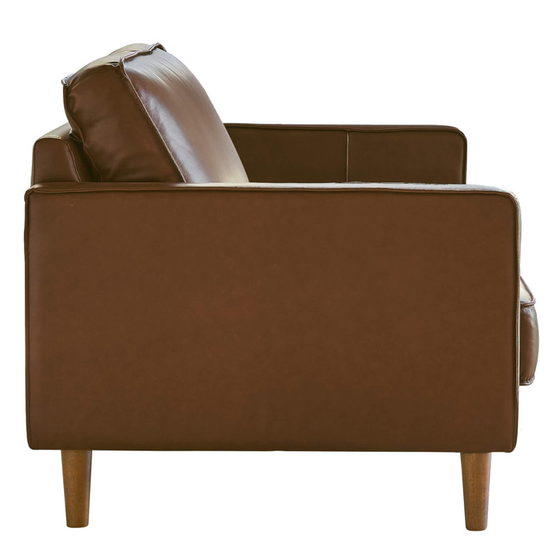 Armonni Upholstered Armchair, Chestnut Brown Genuine Leather