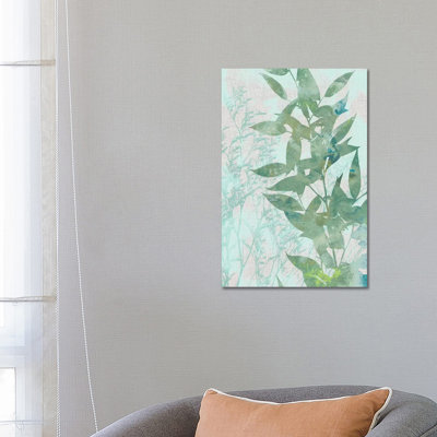 Watercolour Leaf Panel II by Jennifer Goldberger - Wrapped Canvas Panoramic Print