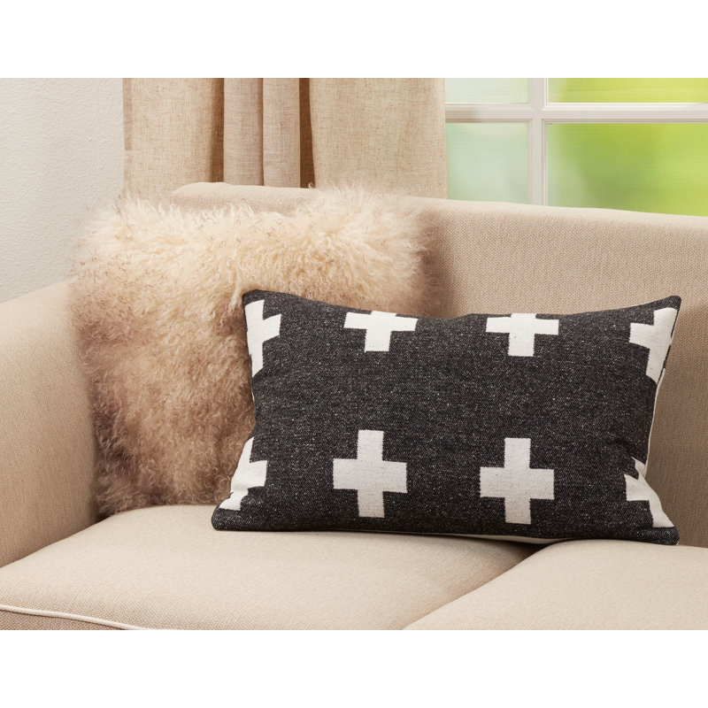 Black and White Geometric Reversible Polyester Pillow Cover