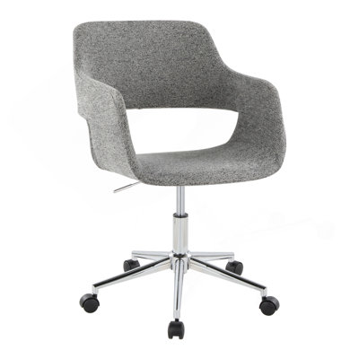 Chaise de travail contemporaine Margarite en métal chromé et tissu gris par Lumisource