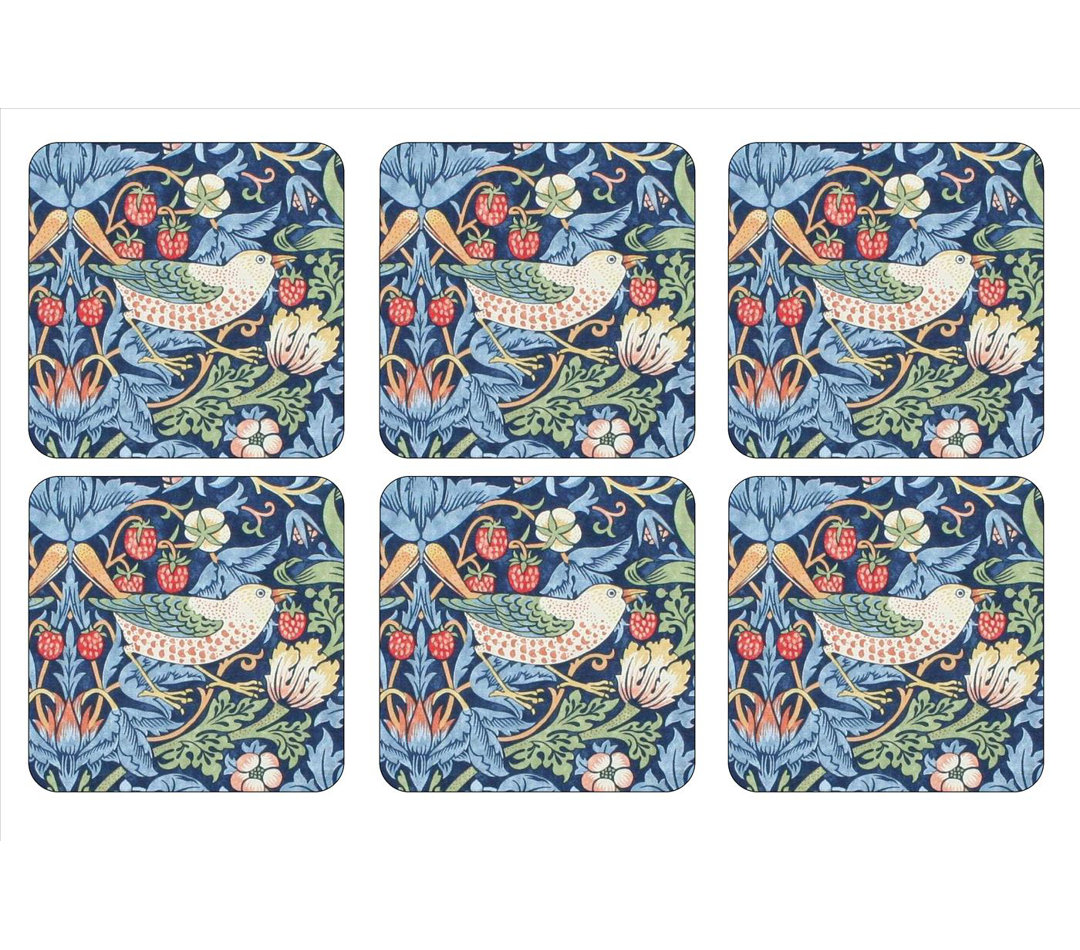 Morris & Co Pimpernel Strawberry Thief Coasters 4"X 4" (Set of 6) Pimpernel