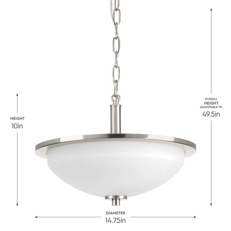 Plafonnier semi-encastré 14,75 po à 2 lumières Sarsfield, Nickel poli