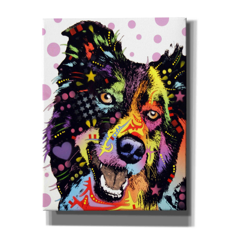 «Border Collie 1» par Dean Russo, estampe numérique sur toile, H 16 po x l 12 po x P 0,75 po