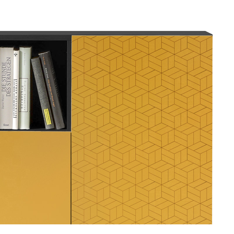12 Pair Shoe Storage Cabinet, Jet Black/Mustard