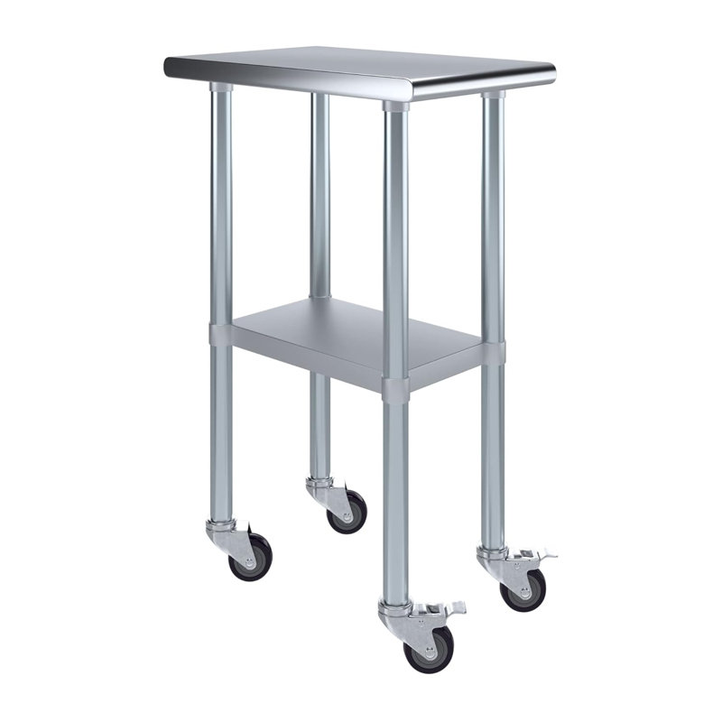 Table en acier inoxydable avec roulettes, H 38 po x L 15 po x l 24 po