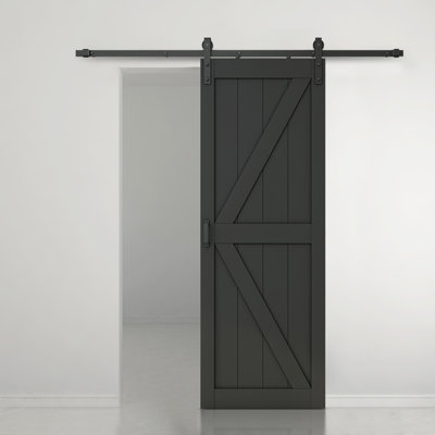 Porte de grange en bois manufacturé et en métal sans trousse de quincaillerie d'installation