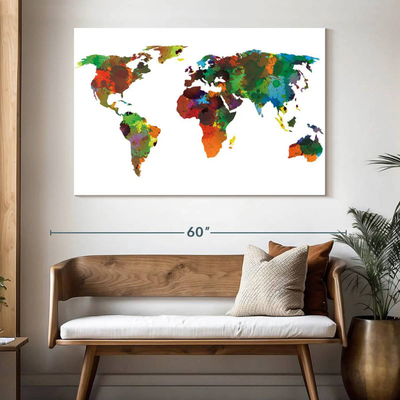 Carte du monde Aliaz Motley, H 34 po x l 51 po