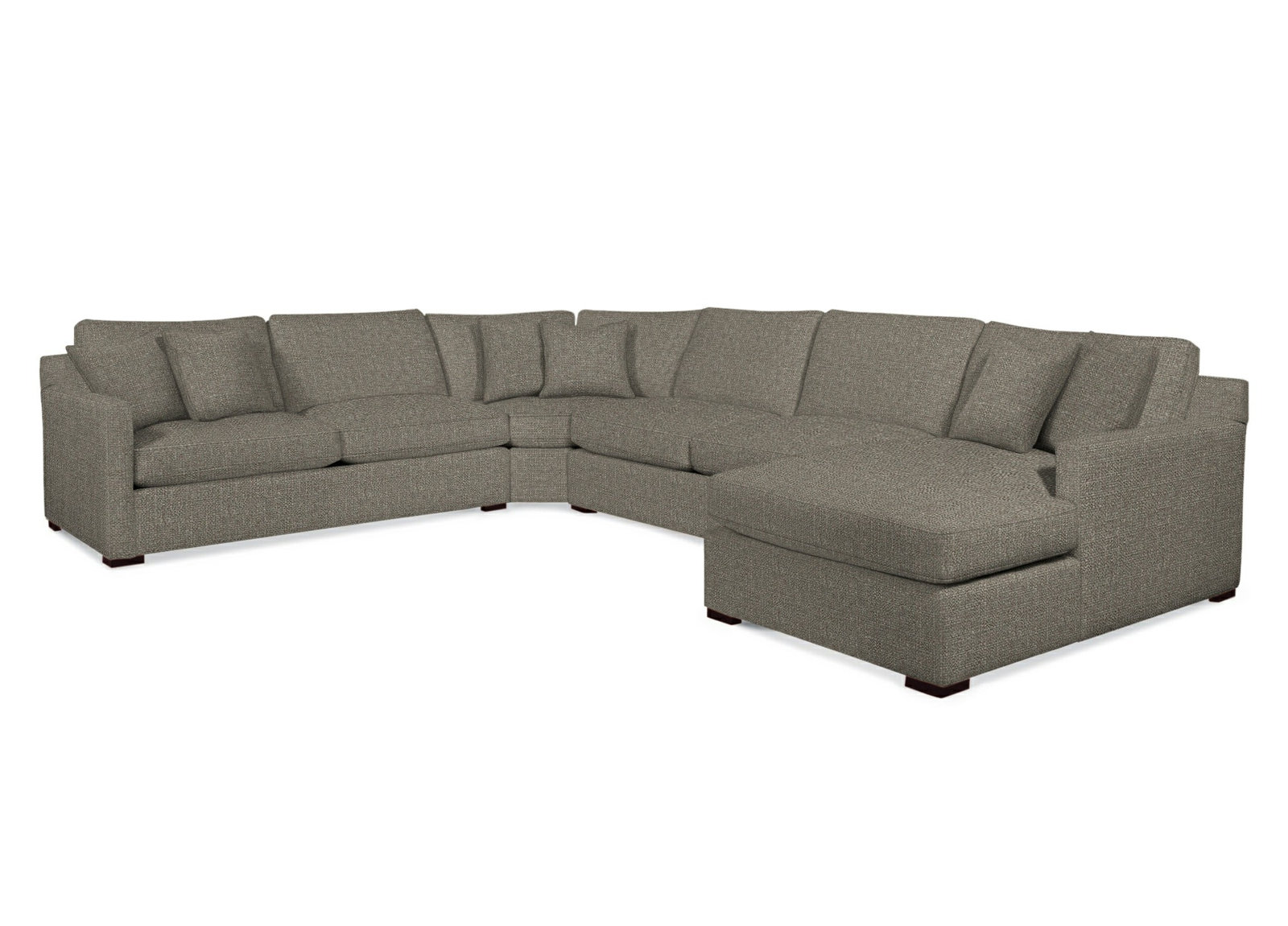 Bel-Air Upholstered L-Sectional, Gray Sugar Performance; 0863-84, Right Hand Facing, Java Finish