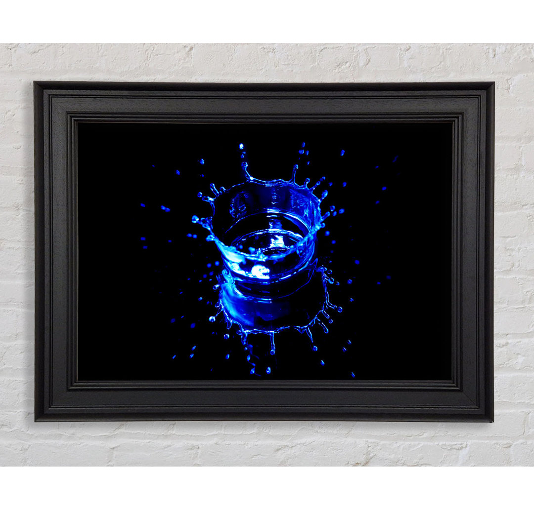 Electric Blue Water Drop Gerahmter Druck