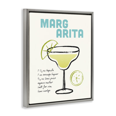 Margarita Drink Recipe Framed Floater Canvas Wall Art by Victoria Barnes