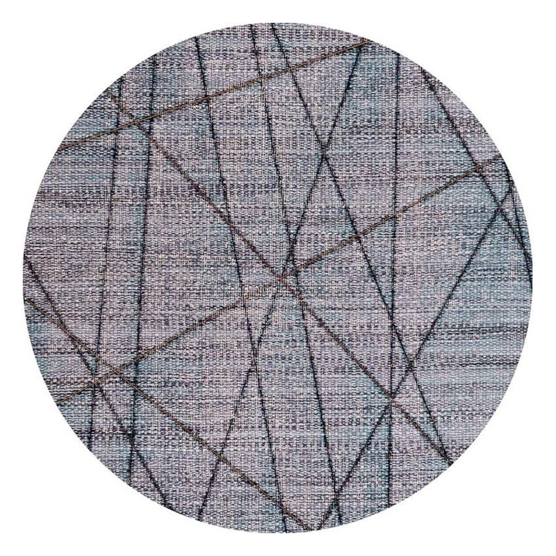 Tapis gris en polyester tissé à la machine Deborrah, Rond 7 pi 7 po