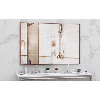 Oversized Modern Rectangle Bathroom Mirror With Frame Decorative Large Wall Mirrors For Bathroom Living Room Bedroom Vertical Or Horizontal Wall Mounted Mirror With Aluminum Frame